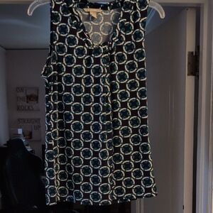 Stylish Geometric Print Sleeveless Top Banana Republic M